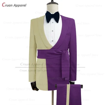 шампанско снаждане костюм комплекти за мъже вечерно парти елегантен блейзър панталони 2 броя официални дейности по поръчка мъжки тоалети