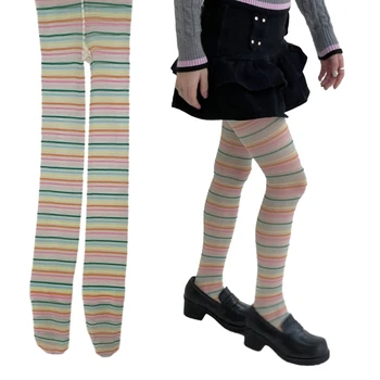 шарени цветни раирани чорапогащи JK бедрото високи чорапи за жени Y2K чорапогащи пролет есен готически чорапогащи чорапогащник
